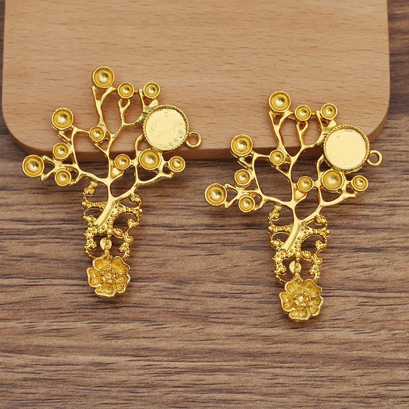 10 PCS Alloy Retro Branches Flowers For DIY Headdress Brooch Jewelry Making