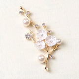 10 PCS Metal Alloy Crystal Pearl Flowers Branches DIY Jewelry Making