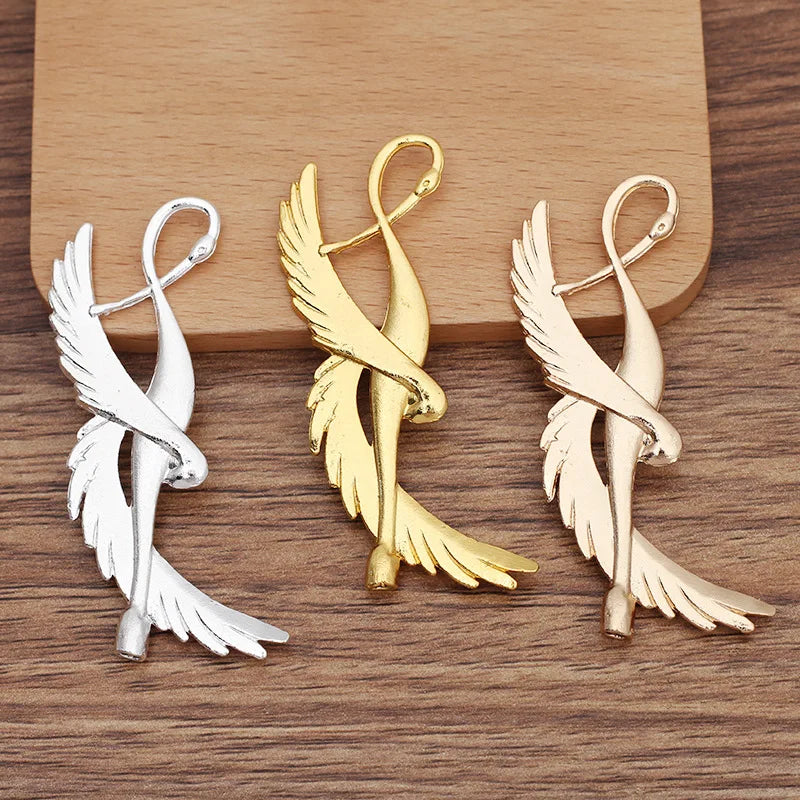 10 PCS Alloy KC Silver Plated Red-crowned Crane for DIY Jewelry Making