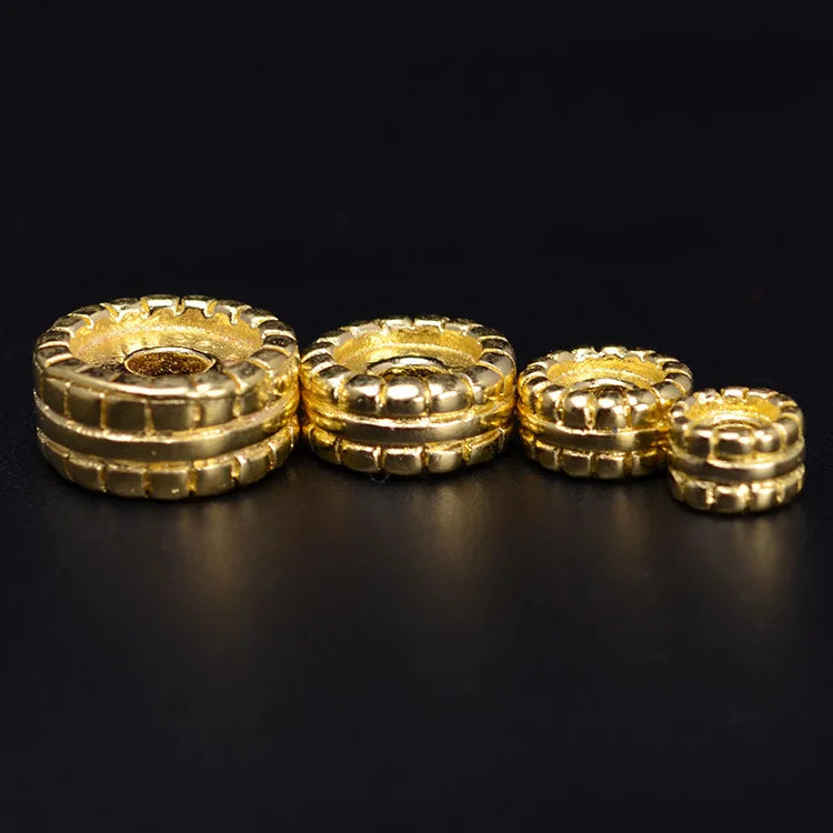 10 PCS Raw Brass Round Spacer Beads Flat Beads DIY Jewelry Accessories