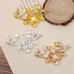 10 PCS Metal Alloy Branch DIY Jewelry Findings KC Silver Flowers
