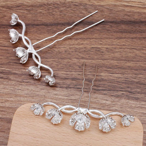 10 PCS Alloy Flowers Hair Sticks Gold/Silver Hairpin Base Settings