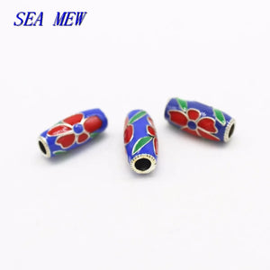 10 PCS Vintage Copper Enamel Nepal Flowers Spacer Beads
