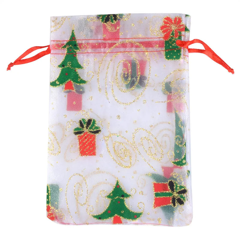 10 PCS Christmas Drawstring Organza Jewelry Bags Wedding Party Candy Gift Bag