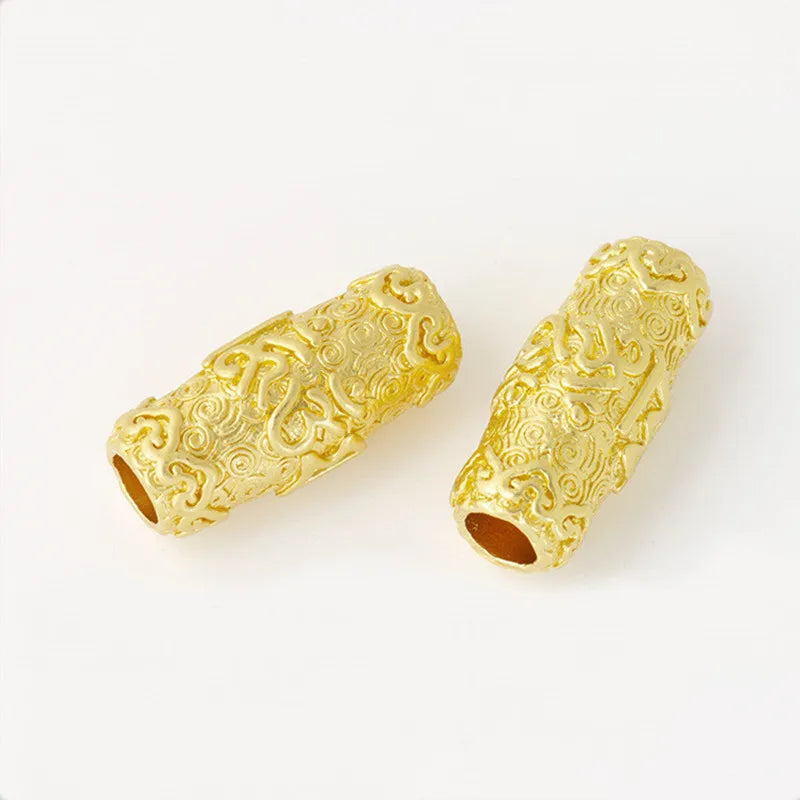 10 PCS Matte Plated Buddha Beads Alloy Cylinder Spacer Bead
