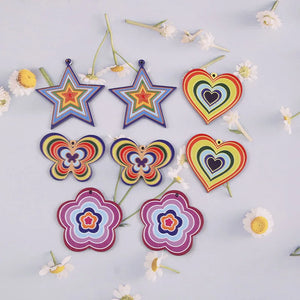 10 PCS Acrylic Heart Star Butterfly Flower Pendant DIY Earrings Charms