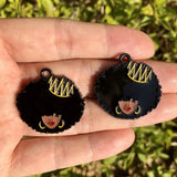 10 PCS Afro Girl Queen Enamel Pendant for Jewelry Making