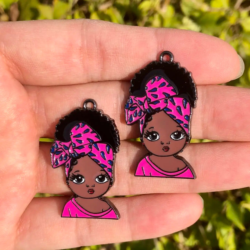 10 PCS Afro Lady Charm for Women Jewelry Making