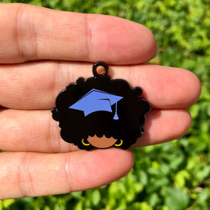 10 PCS Afro Girl Graduate Charm Pendant for Jewelry Making