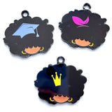 10 PCS Afro Girl Graduate Charm Pendant for Jewelry Making