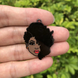 10 PCS Afro Lady Enamel Pendant for Jewelry Making