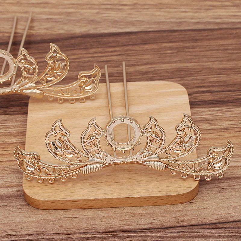 10 PCS Alloy Flowers Hair Fork Base for DIY Jewelry Making