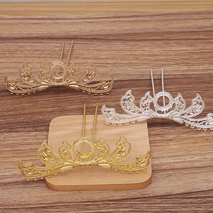 10 PCS Alloy Flowers Hair Fork Base for DIY Jewelry Making