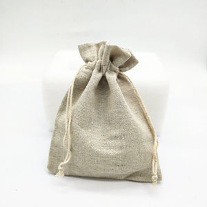 10 Beige Cotton Linen Pouch Drawstring Bag Wedding Gift Packaging