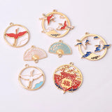 10 PCS Chinese Style Drop Oil Charms Pendant DIY Jewelry Making