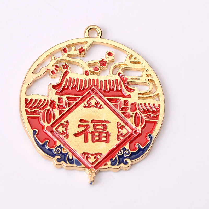 10 PCS Chinese Style Drop Oil Charms Pendant DIY Jewelry Making