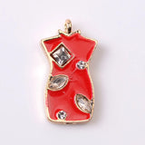 10 PCS Red Drop Oil Metal Charms Pendant for Jewelry Making