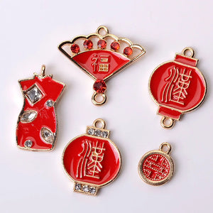 10 PCS Red Drop Oil Metal Charms Pendant for Jewelry Making
