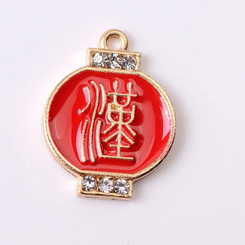 10 PCS Red Drop Oil Metal Charms Pendant for Jewelry Making