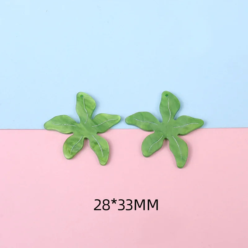 10 PCS Green Flower Pendant Charms for DIY Jewelry Making