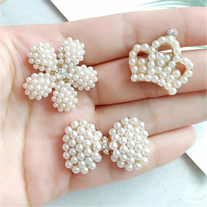 10 PCS Crystal Rhinestone Pearl Flowers Bowknot Hair Accessories