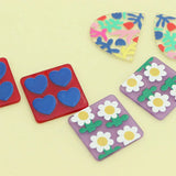 10 PCS Square Acrylic Flower Earrings for DIY Jewelry Making