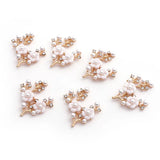 10 PCS Pearl Shell Flower Branch Metal Alloy Accessories for DIY Jewelry Making