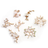 10 PCS Pearl Shell Flower Branch Metal Alloy Accessories for DIY Jewelry Making