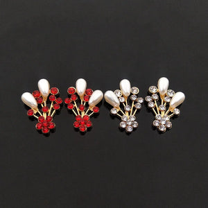 10 PCS Crystal Rhinestone Pearl Flowers Bouquet Metal Alloy Accessories