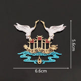 10 PCS KC Plated Enamel Auspicious Clouds Crane Alloy Accessories