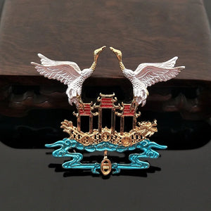 10 PCS KC Plated Enamel Auspicious Clouds Crane Alloy Accessories