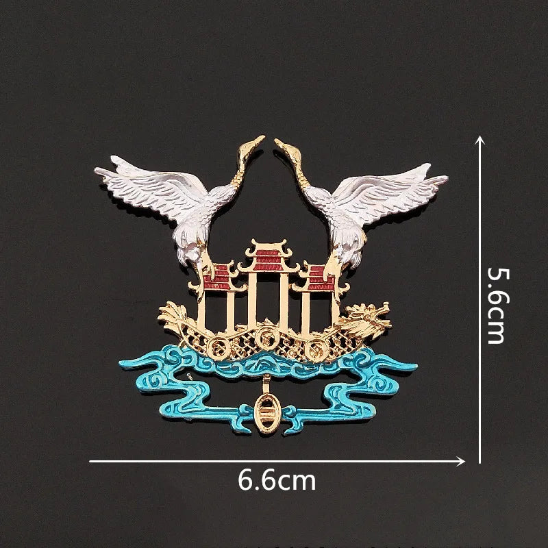 10 PCS KC Plated Enamel Auspicious Clouds Crane Alloy Accessories