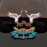 10 PCS KC Plated Enamel Auspicious Clouds Crane Alloy Accessories