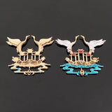10 PCS KC Plated Enamel Auspicious Clouds Crane Alloy Accessories
