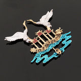 10 PCS KC Plated Enamel Auspicious Clouds Crane Alloy Accessories
