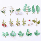 10 PCS Enamel Leaves Flowers Pendant Charms for DIY Jewelry Making