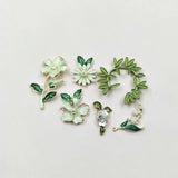 10 PCS Enamel Leaves Flowers Pendant for DIY Jewelry Making