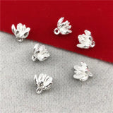 10 PCS KC /Silver Plated Stamen Flowers Pendant Charms Metal Alloy