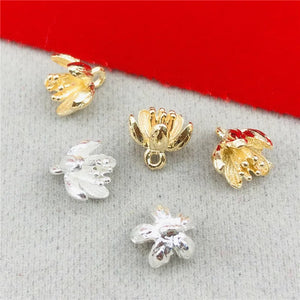 10 PCS KC /Silver Plated Stamen Flowers Pendant Charms Metal Alloy