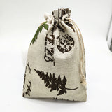 10 PCS Leaf Pattern Cotton Linen Drawstring Bags