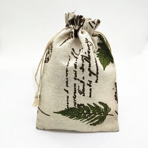 10 PCS Leaf Pattern Cotton Linen Drawstring Bags