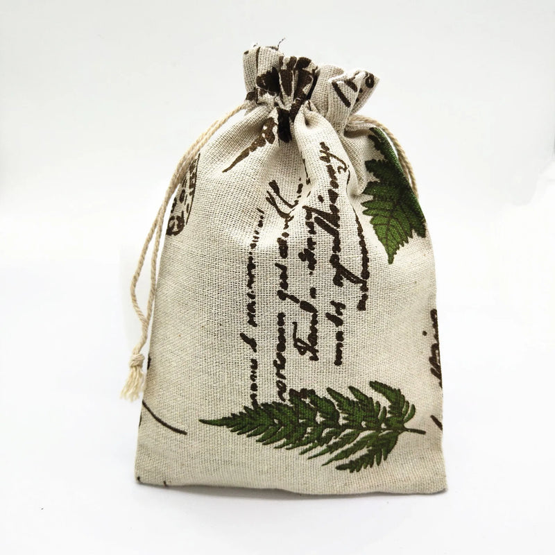 10 PCS Leaf Pattern Cotton Linen Drawstring Bags