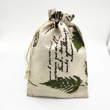 10 PCS Leaf Pattern Cotton Linen Drawstring Bags