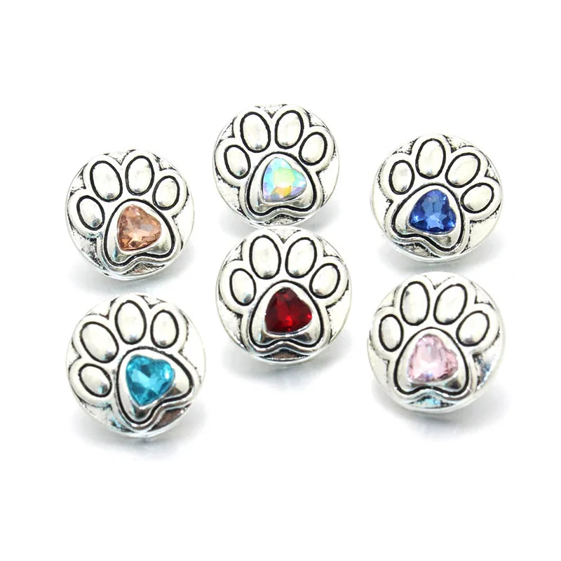 10 PCS Mixed Rhinestone Footprint Snaps Jewelry 18-20mm Snaps Buttons