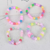 10 PCS Girl's Acrylic Flower Bracelet Sweet Pearl Summer Style for Kids