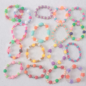 10 PCS Girl's Acrylic Flower Bracelet Sweet Pearl Summer Style for Kids
