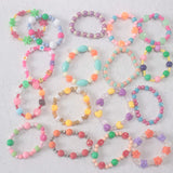 10 PCS Girl's Acrylic Flower Bracelet Sweet Pearl Summer Style for Kids