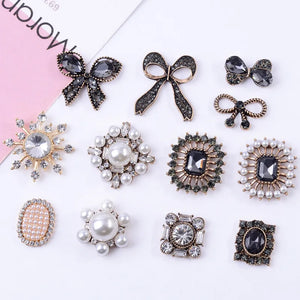 10Pcs Rhinestone Pearl Flowers Bowknot DIY Jewelry Making