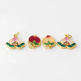 10 PCS Metal Alloy Plated Enamel Peach Pendant Charms DIY Jewelry
