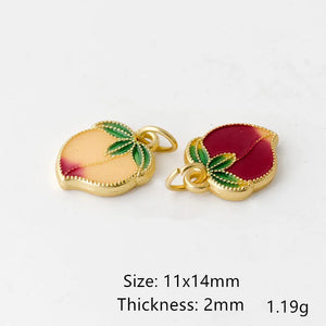 10 PCS Metal Alloy Plated Enamel Peach Pendant Charms DIY Jewelry
